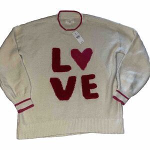 NWT Lou & Grey Beige LOVE Pullover Sweater Women Size Medium $90 Retail